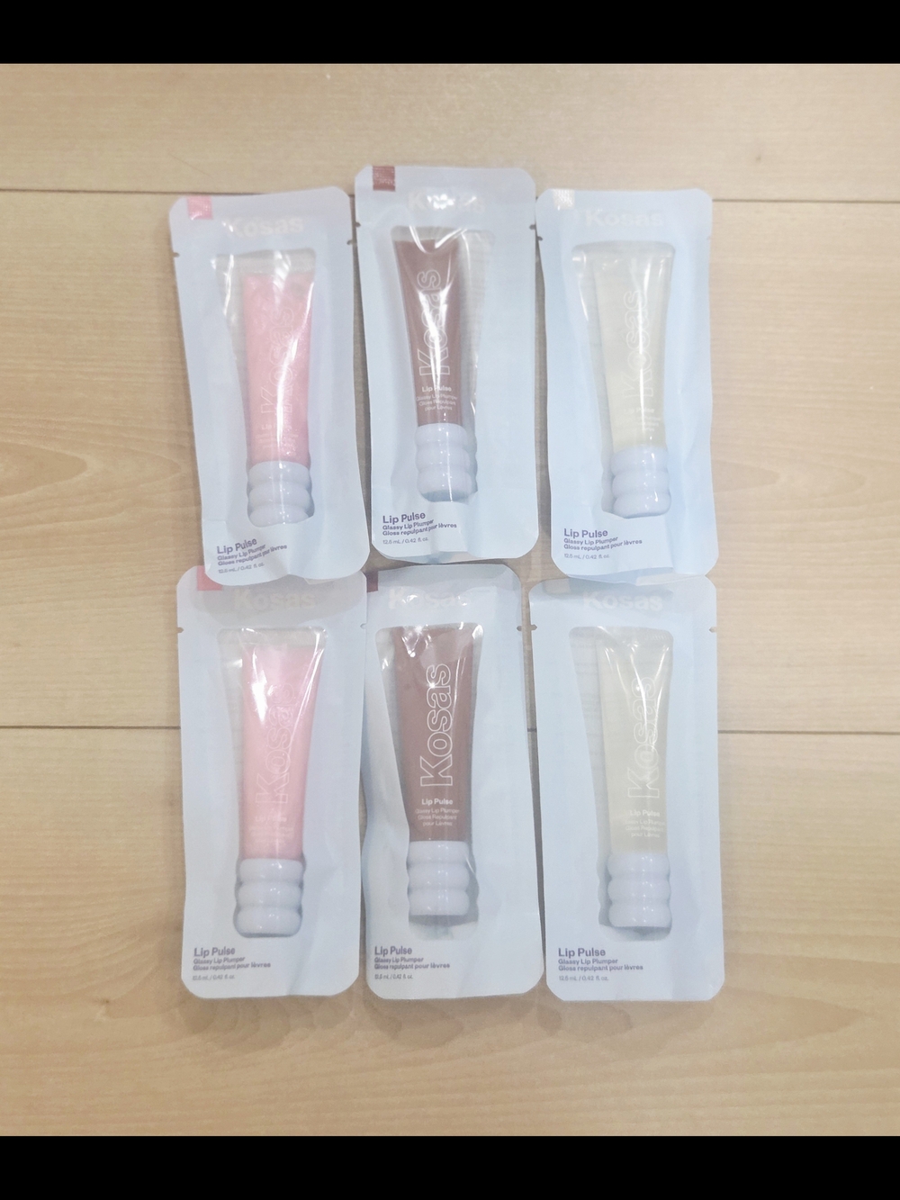 Kosas Lip Pulse Hydrating Lip Gloss Bundle (6) — Pink, Brown & Clear